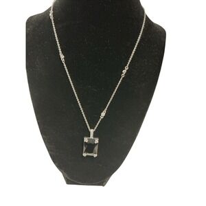 Vtg Carol Lee Black Onyx Bezel Set  Pendant Chain Stations W/crystals SS